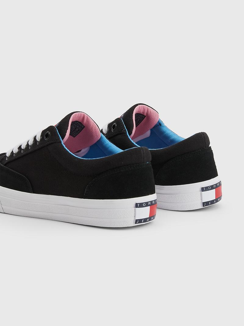 Női Tommy Hilfiger Recycled Skater Sneaker Fekete | HU 639BEX